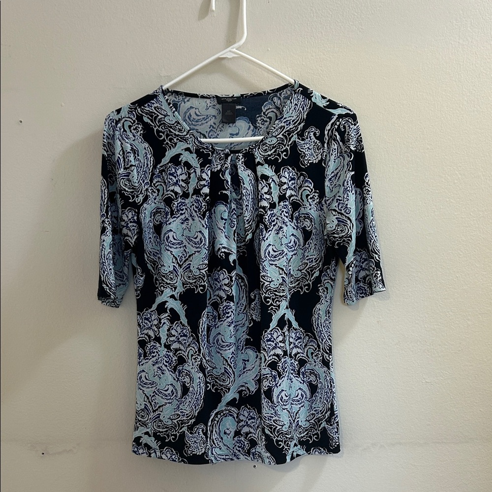 Ann Taylor Black and Blue Paisley Blouse